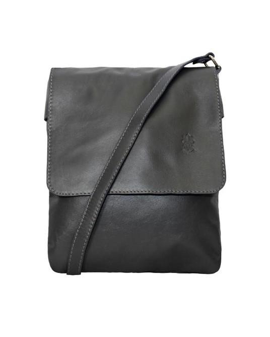 Vera Pelle Cross Body Leather Handbag Dark Grey